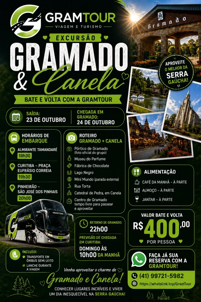 EXCURSÃO BATE E VOLTA GRAMADO